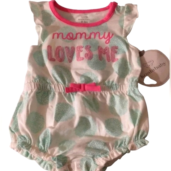 ☆NWT☆Sweet Newborn Girl "Mommy Loves me" Ruffle sleeve bubble Romper☆0-3mo. - Picture 2 of 7